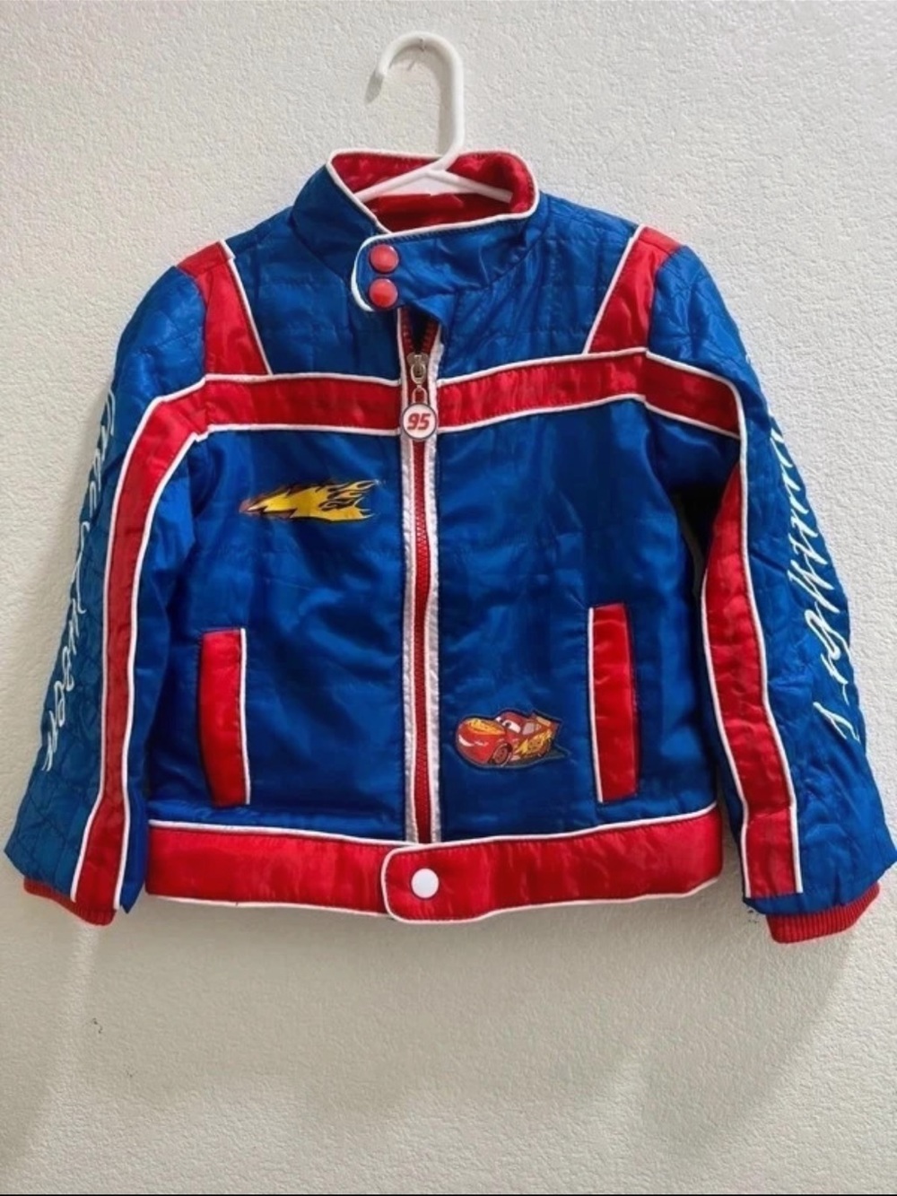 Disney Blue and Red Lightning McQueen Quilted Puffer Jacket